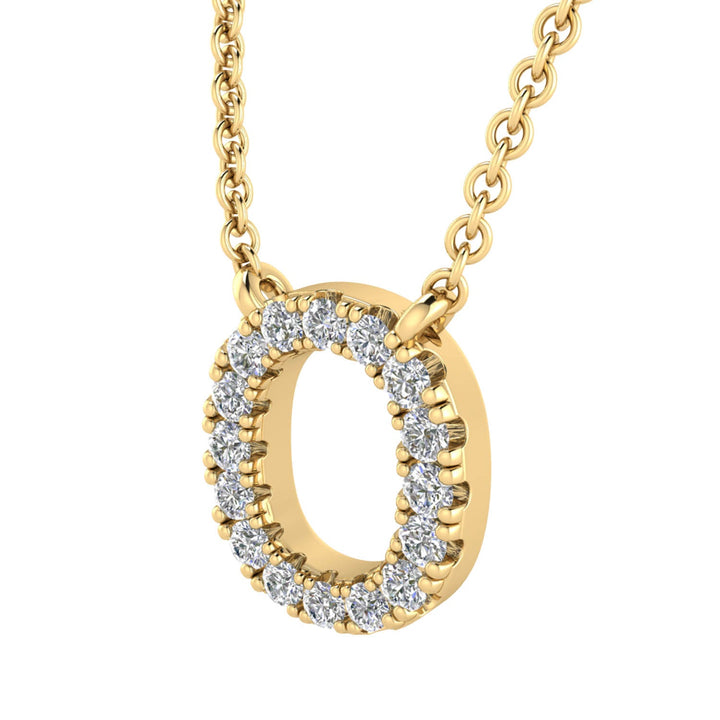 Initial 'O' Necklace with 0.09ct Diamonds in 9K Yellow Gold - PF-6277-Y