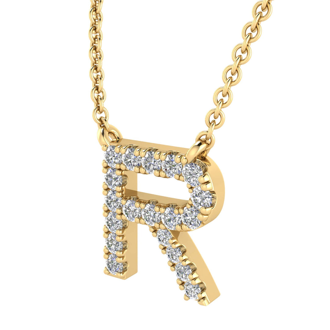 Initial 'R' Necklace wth 0.09ct Diamonds in 9K Yellow Gold - PF-6280-Y