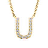 Initial 'U' Necklace with 0.06ct Diamonds in 9K Yellow Gold - PF-6283-Y