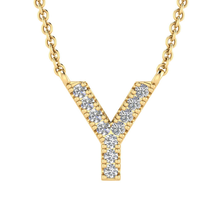 Initial 'Y' Necklace with 0.06ct Diamonds in 9K Yellow Gold - PF-6287-Y