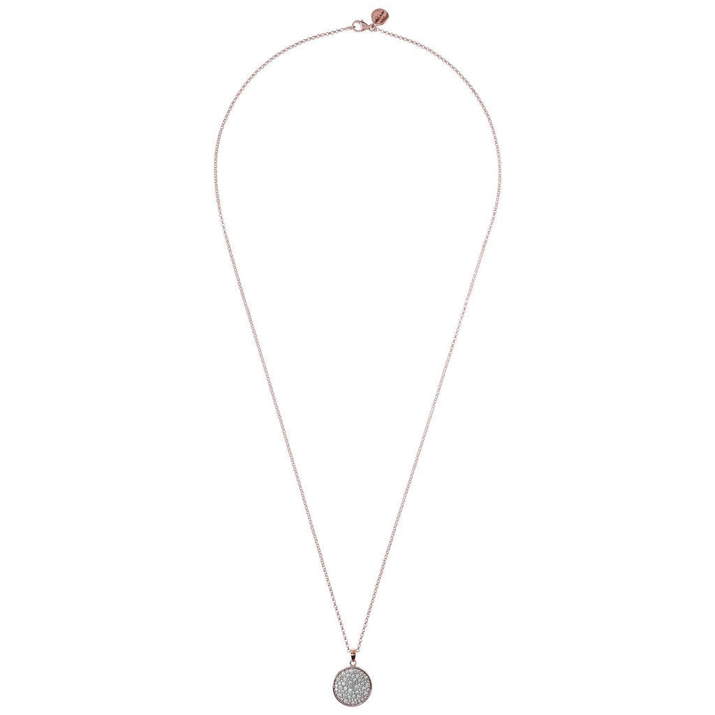 Bronzallure Pave Disc Necklace