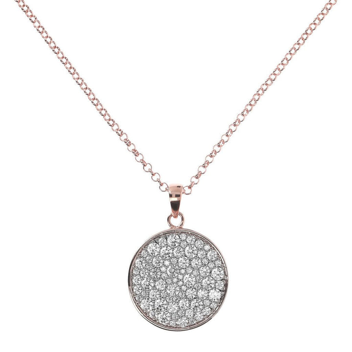 Bronzallure Pave Disc Necklace