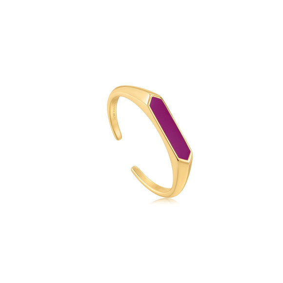 Ania Haie Berry Enamel Bar Gold Adjustable Ring