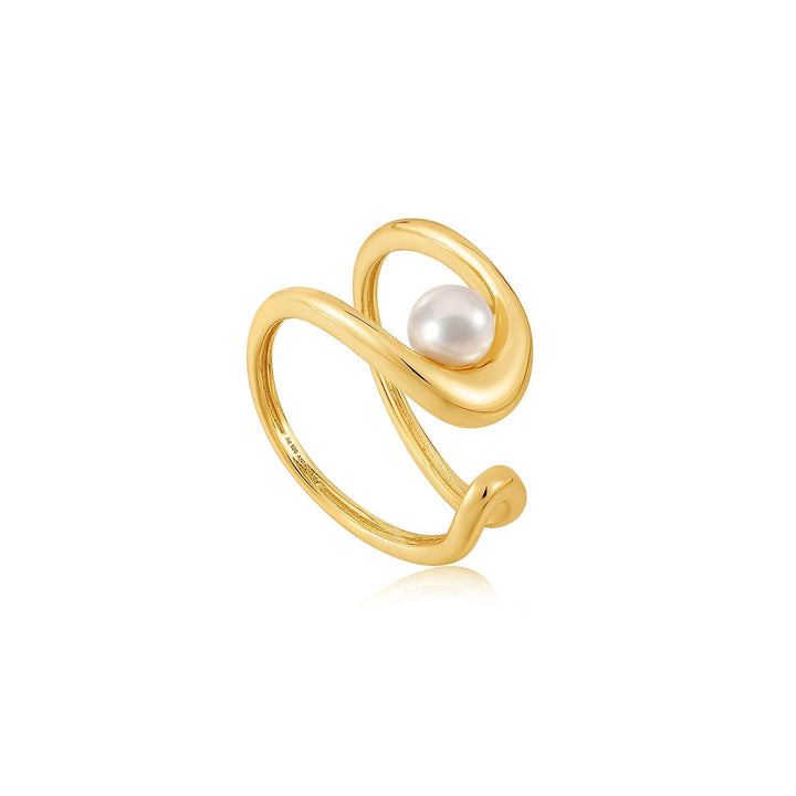 Ania Haie Gold Pearl Sculpted Adjustable Ring R043-02G