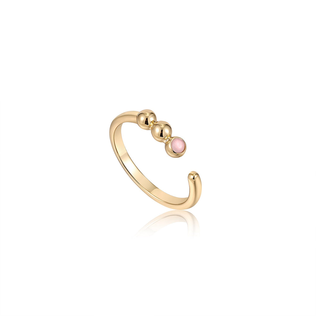 Ania Haie Gold Orb Rose Quartz Adjustable Ring R045-01G-RQ