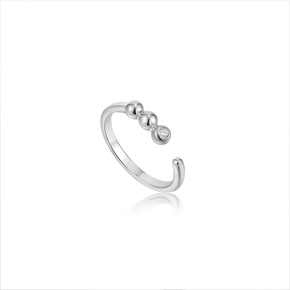 Ania Haie Silver Orb Sparkle Adjustable Ring R045-01G-CZ