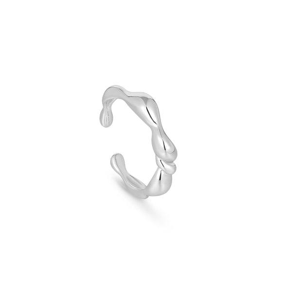 Ania Haie Silver Twisted Wave Adjustable Ring R050-01H