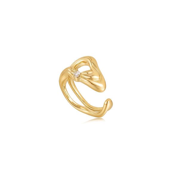 Ania Haie Gold Twisted Wave Wide Adjustable Ring R050-02G