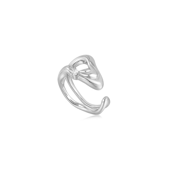 Ania Haie Silver Twisted Wave Wide Adjustable Ring R050-02H