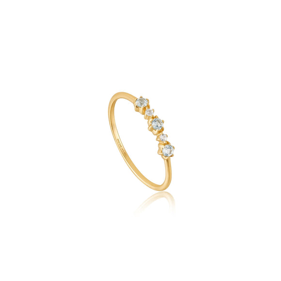 Ania Haie 14kt Gold White Sapphire and Blue Topaz Ring RAU006-01YG