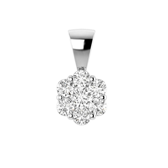 Cluster Diamond Pendant with 1.00ct Diamonds in 9K White Gold - RJ9WPCLUS100GH