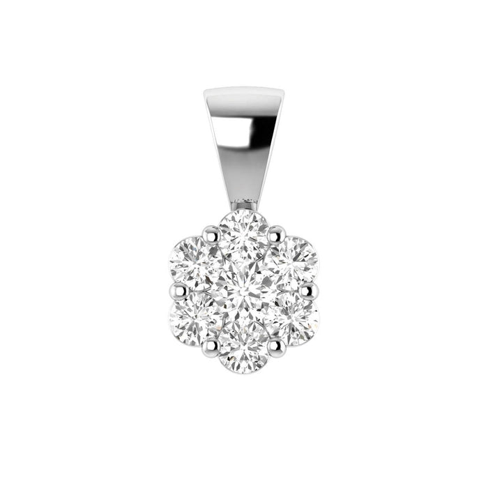 Cluster Diamond Pendant with 0.50ct Diamonds in 9K White Gold - RJ9WPCLUS50GH