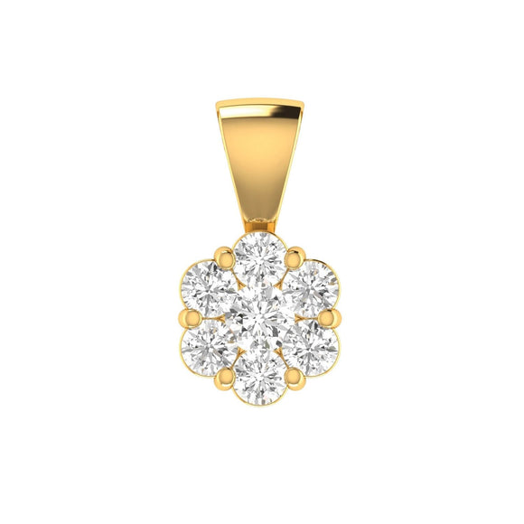 Cluster Diamond Pendant with 1.00ct Diamonds in 9K Yellow Gold - RJ9YPCLUS100GH