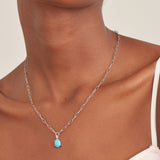 Ania Haie Silver Turquoise Chunky Chain Drop Pendant Necklace N044-04H