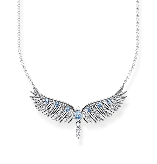 Thomas Sabo Necklace Phoenix Wing With Blue Stones Silver TKE2167