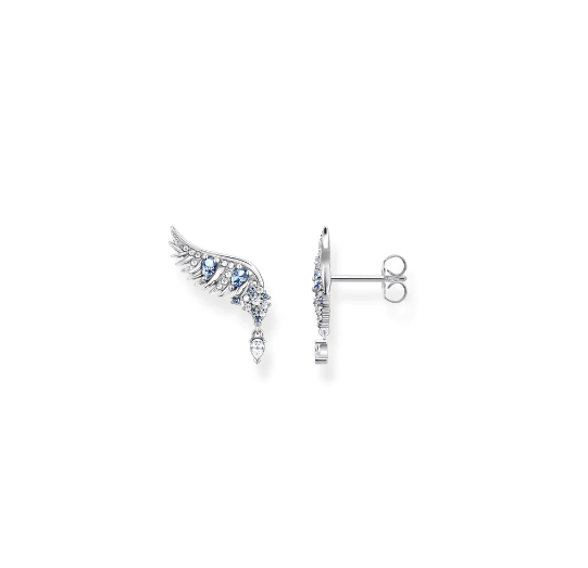 Thomas Sabo Ear Studs Phoenix Wing With Blue Stones Silver TH2247