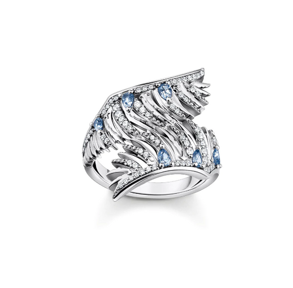 Thomas Sabo Ring Phoenix Wing With Blue Stones Silver TR2409