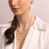 Bronzallure Alba Two Strands Necklace with Natural Black Onyx Stone and Golden Rose Heartz WSBZ01793.BO