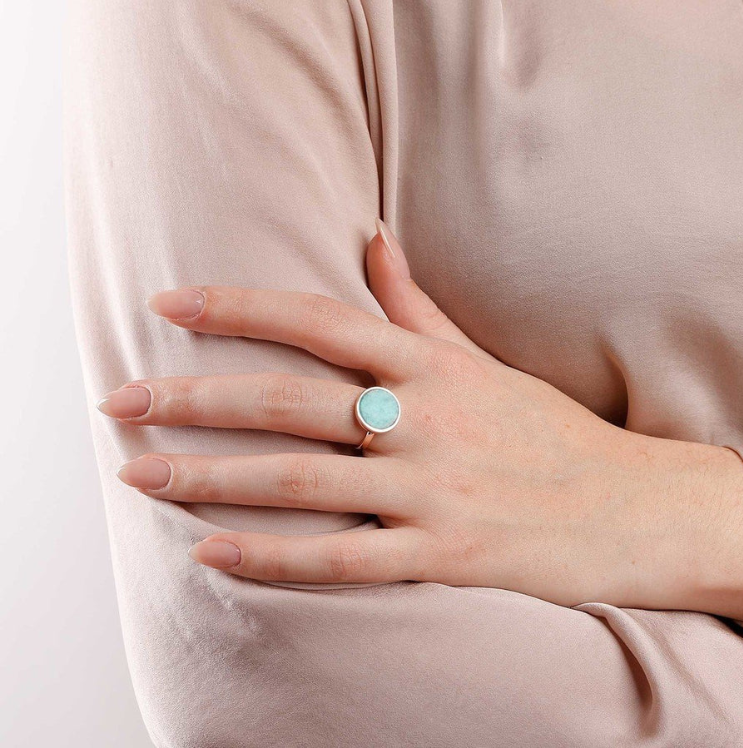 Bronzallure Alba Disc Stone Ring Magnesite WSBZ00904.MG