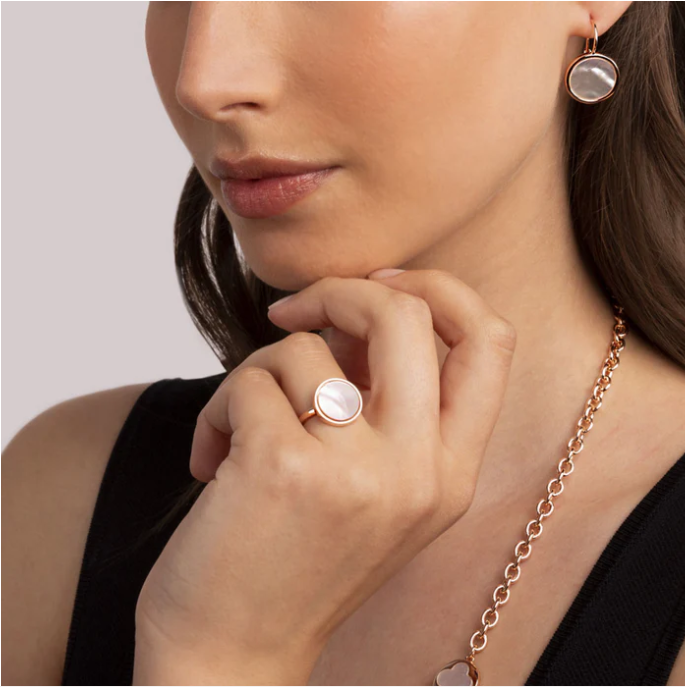 Bronzallure Alba Disc Stone Ring Red Fossil Wood WSBZ00904.RDW