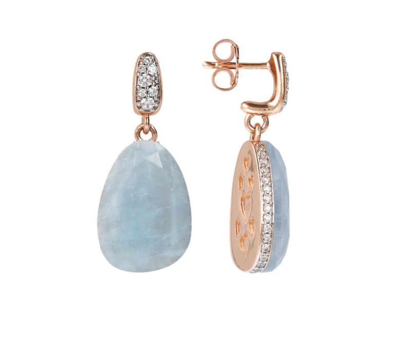 Bronzallure Preziosa Natural Milky Aquamarine Stone Dangle Earrings WSBZ01536.MK