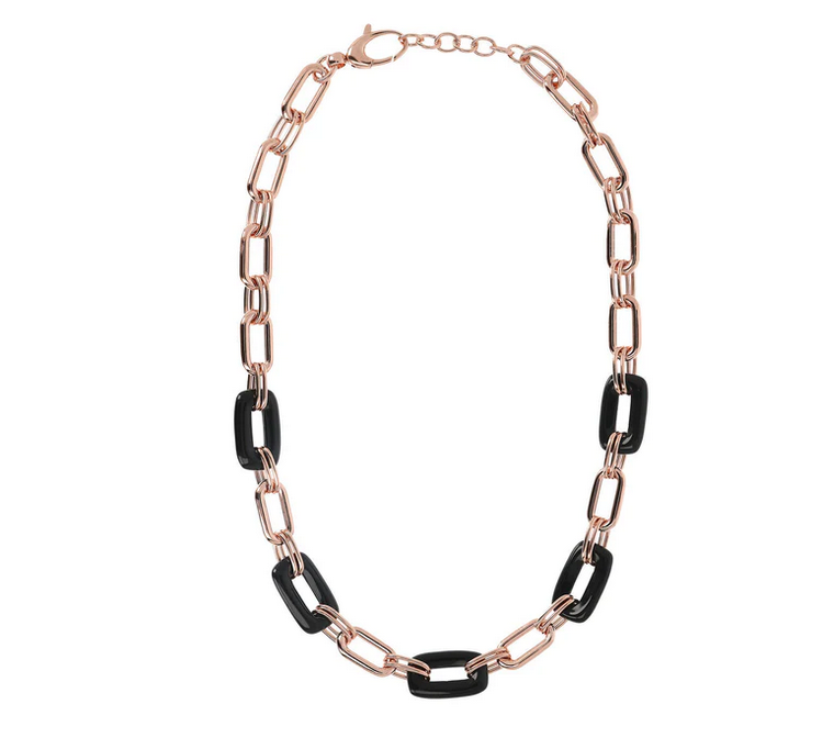 Bronzallure Variegata Black Onyx Link Necklace 48.3CM WSBZ01737.BO