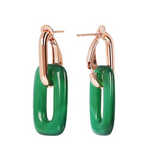 Bronzallure Variegata Green Agate Link Earrings WSBZ01627.GAG