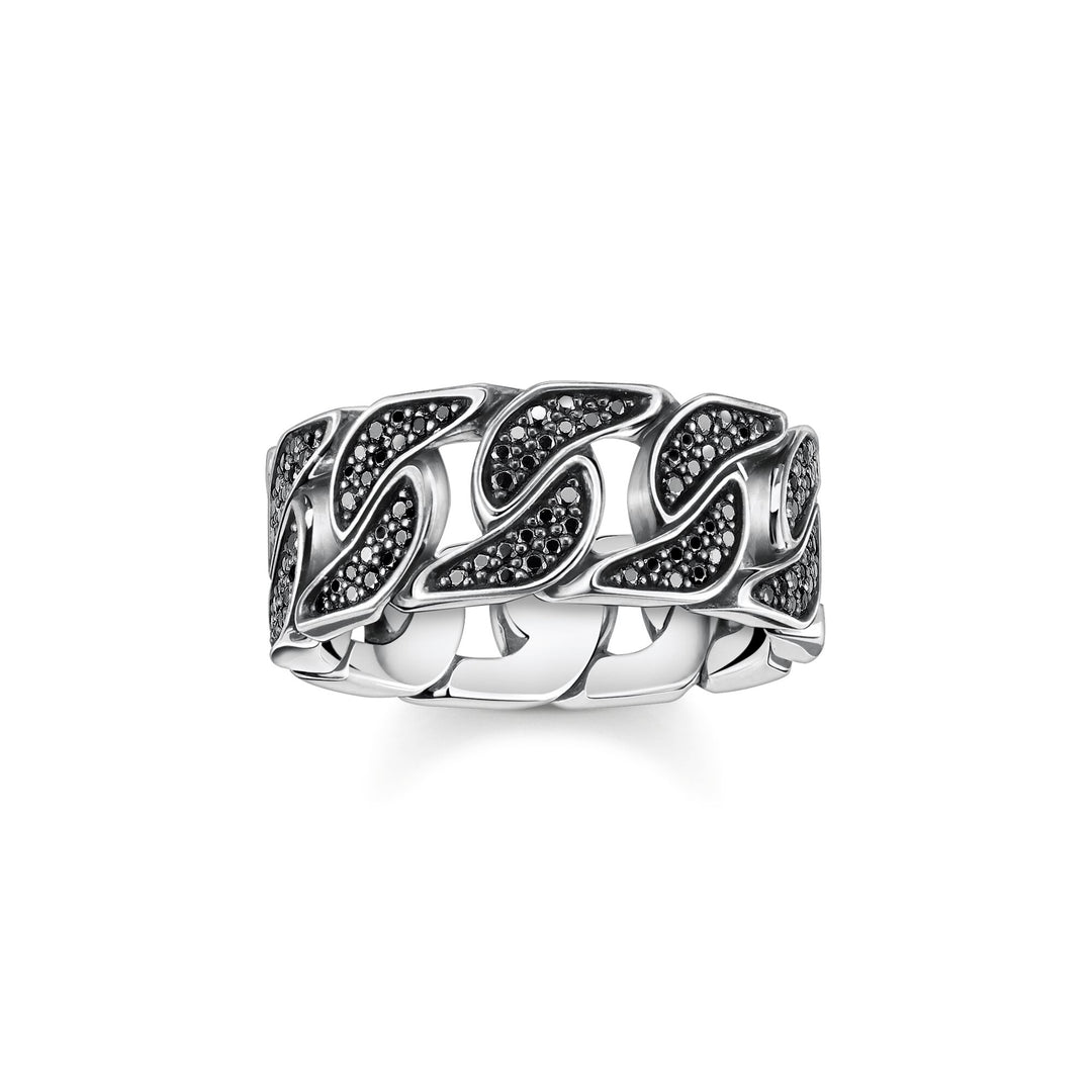 Thomas Sabo Ring blackened links with black stones TR1932