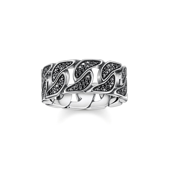 Thomas Sabo Ring blackened links with black stones TR1932M