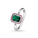 Thomas Sabo Ring Red & Green Stones, Silver