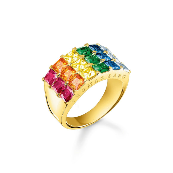 Thomas Sabo Ring colourful stones pave gold TR2359MY