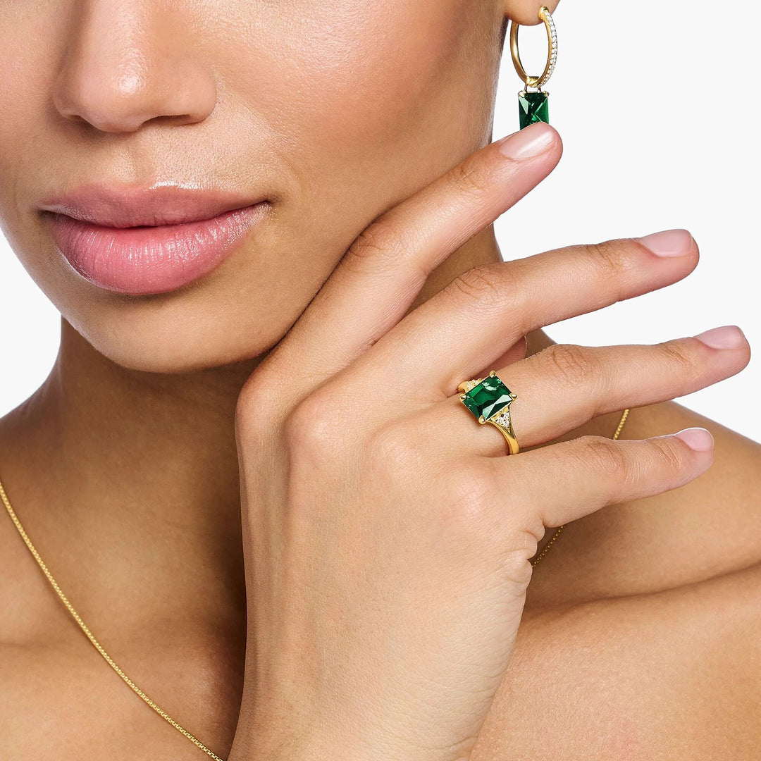 THOMAS SABO Heritage Green Cocktail Gold Ring TR2362GY