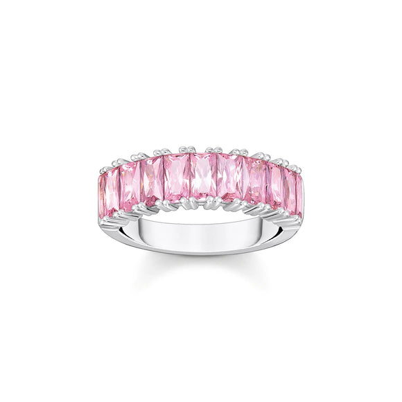 THOMAS SABO Heritage Pink Baguette Cut Silver Ring TR2366P