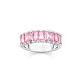 THOMAS SABO Heritage Pink Baguette Cut Silver Ring TR2366P
