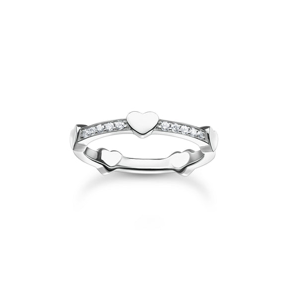 Ring pavÃ© with hearts silver
