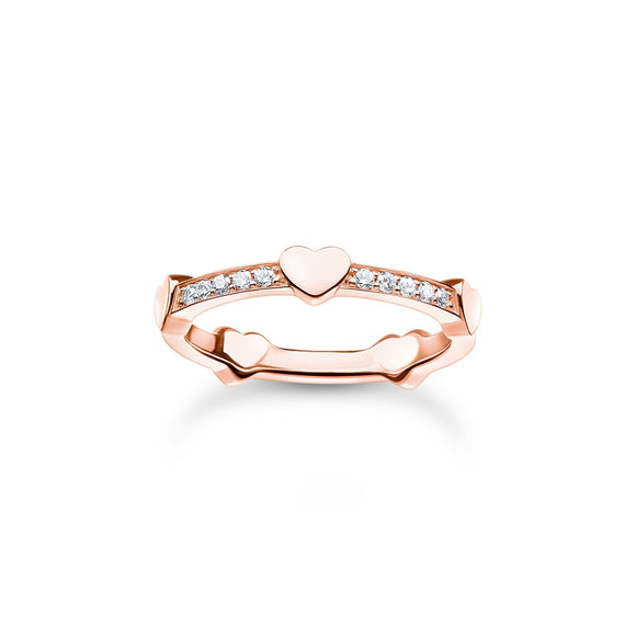 Ring pavÃ© with hearts rose gold