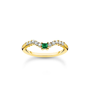 Thomas Sabo Ring green stone with white stones gold TR2398Y