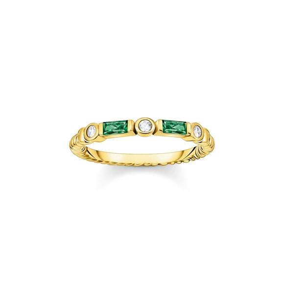 THOMAS SABO Green And Gold Band Ring TR2426GY