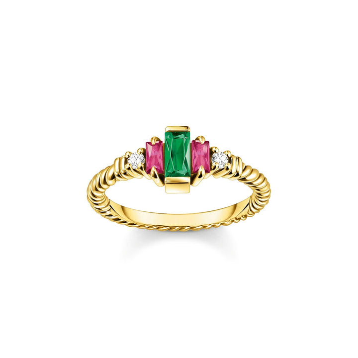 THOMAS SABO Mystic Gold And Green Cocktail Ring TR2428GY