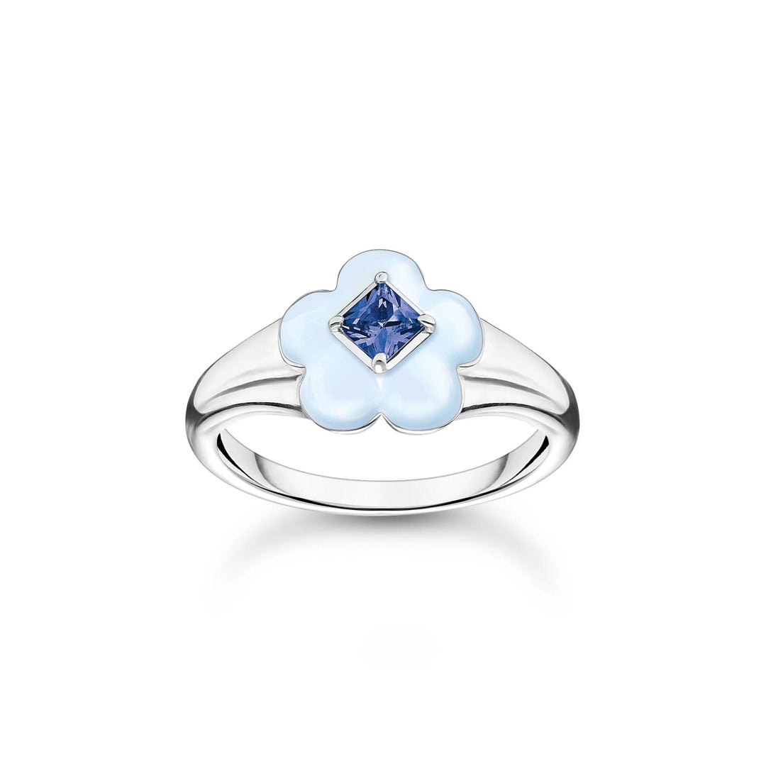 THOMAS SABO Flower Blue Stone Ring TR2433