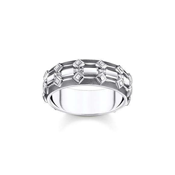 THOMAS SABO Blackenend Wide Band Ring with Crocodile Detailing TR2437