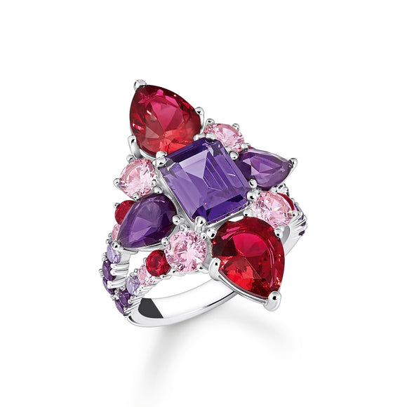 THOMAS SABO Heritage Glam Cocktail Ring with Colourful Stones TR2441A