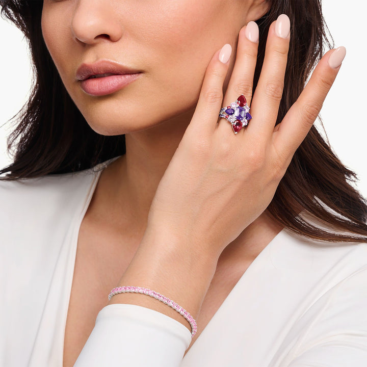 THOMAS SABO Heritage Glam Cocktail Ring with Colourful Stones TR2441A