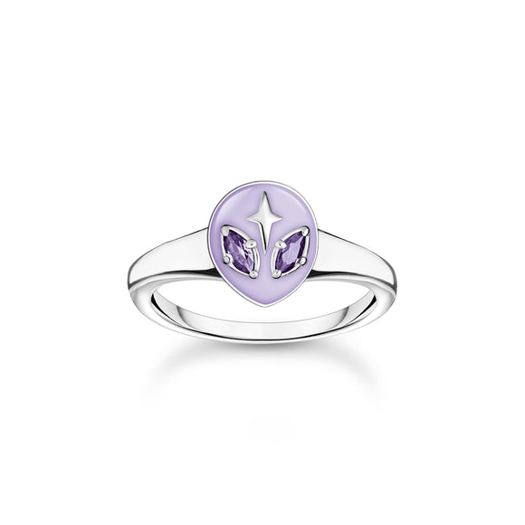 THOMAS SABO Ring with Alien Head and Violet Stones TR2444