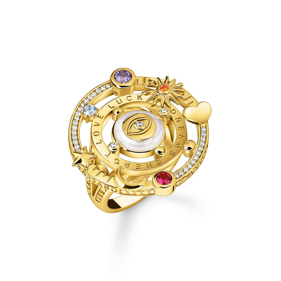 THOMAS SABO Gold Cosmic Cocktail Ring with Half-Ball and Stones TR2445Y