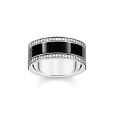 THOMAS SABO Silver Band Ring with Black Cold Enamel and Zirconia TR2446