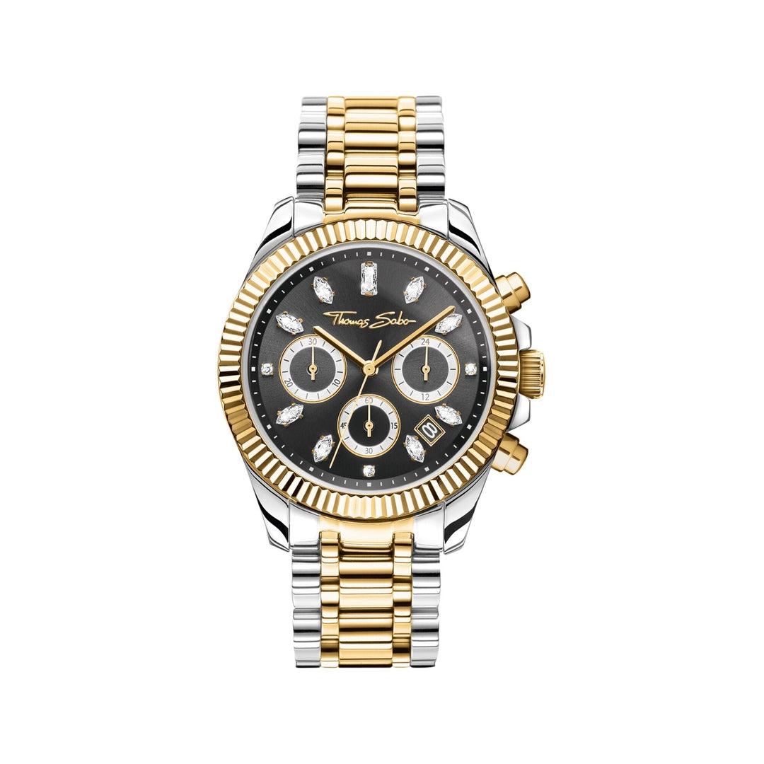 THOMAS SABO Divine Chrono Watch with Dial in Black Yellow TWA0398