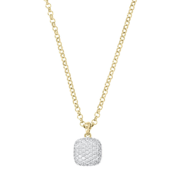 Bronzallure Square Pavé Golden Necklace| The Jewellery Boutique