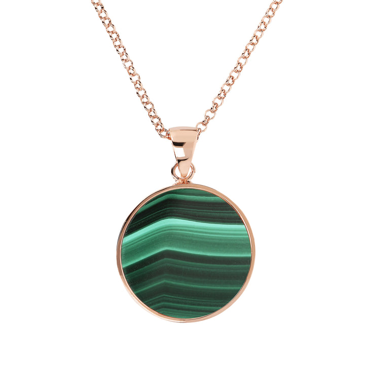 Bronzallure Malachite Disc Necklace