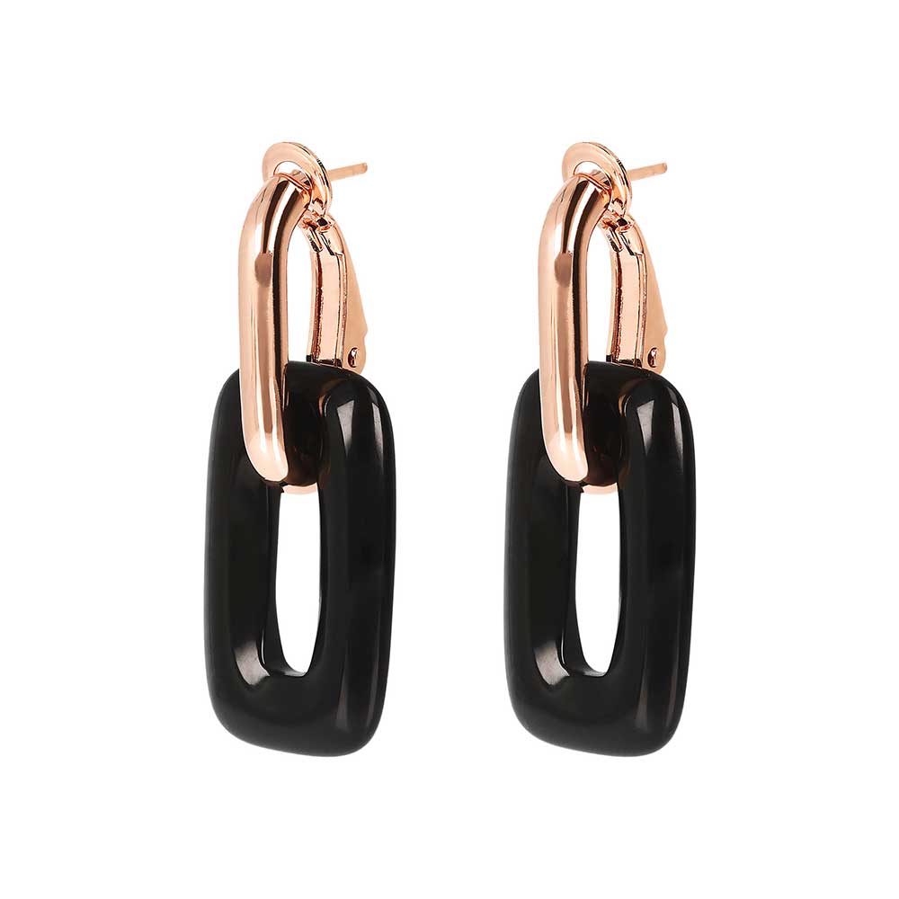 Bronzallure Variegata Black Onyx Link Earrings WSBZ01627.BO